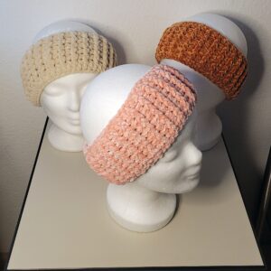 gehäkeltes Stirnband, häkeln, Rippenmuster, Chenille Garn