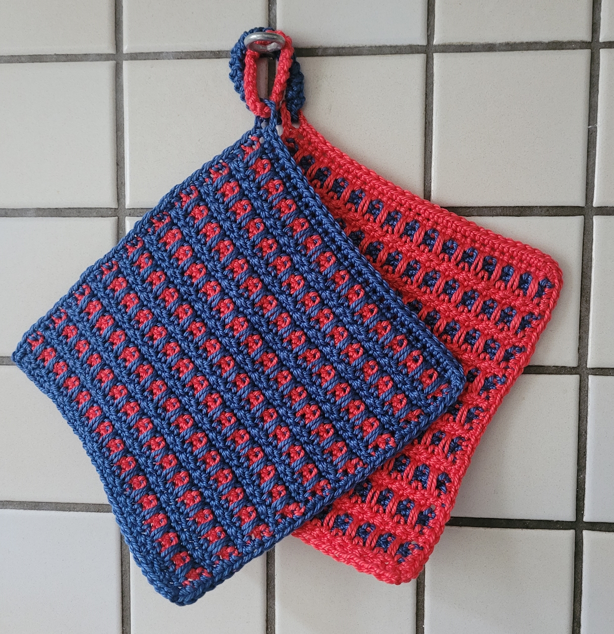 häkeln, Topflappen, mehrfarbig